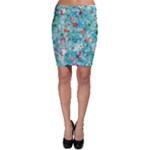 Snowy Winter Foliage, Adoxali, Christmas, Berry, Blue Bodycon Skirt