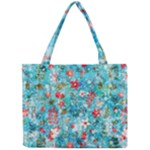 Snowy Winter Foliage, Adoxali, Christmas, Berry, Blue Mini Tote Bag