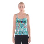 Snowy Winter Foliage, Adoxali, Christmas, Berry, Blue Spaghetti Strap Top