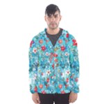 Snowy Winter Foliage, Adoxali, Christmas, Berry, Blue Men s Hooded Windbreaker