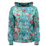 Snowy Winter Foliage, Adoxali, Christmas, Berry, Blue Women s Pullover Hoodie