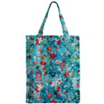 Snowy Winter Foliage, Adoxali, Christmas, Berry, Blue Zipper Classic Tote Bag