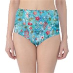 Snowy Winter Foliage, Adoxali, Christmas, Berry, Blue Classic High-Waist Bikini Bottoms