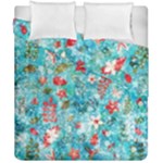 Snowy Winter Foliage, Adoxali, Christmas, Berry, Blue Duvet Cover Double Side (California King Size)