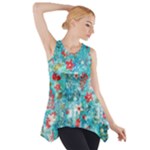 Snowy Winter Foliage, Adoxali, Christmas, Berry, Blue Side Drop Tank Tunic