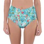 Snowy Winter Foliage, Adoxali, Christmas, Berry, Blue Reversible High-Waist Bikini Bottoms