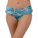 Snowy Winter Foliage, Adoxali, Christmas, Berry, Blue Frill Bikini Bottoms