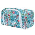 Snowy Winter Foliage, Adoxali, Christmas, Berry, Blue Toiletries Pouch