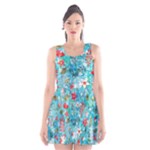 Snowy Winter Foliage, Adoxali, Christmas, Berry, Blue Scoop Neck Skater Dress