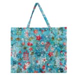 Snowy Winter Foliage, Adoxali, Christmas, Berry, Blue Zipper Large Tote Bag