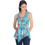 Snowy Winter Foliage, Adoxali, Christmas, Berry, Blue Sleeveless Tunic