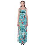 Snowy Winter Foliage, Adoxali, Christmas, Berry, Blue Empire Waist Maxi Dress