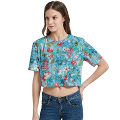 Women s Round Neck Short Sleeve Crop Top 