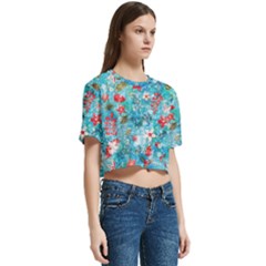 Women s Round Neck Short Sleeve Crop Top 