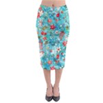 Snowy Winter Foliage, Adoxali, Christmas, Berry, Blue Midi Pencil Skirt