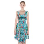 Snowy Winter Foliage, Adoxali, Christmas, Berry, Blue Racerback Midi Dress