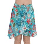 Snowy Winter Foliage, Adoxali, Christmas, Berry, Blue Chiffon Wrap Front Skirt