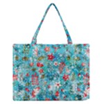 Snowy Winter Foliage, Adoxali, Christmas, Berry, Blue Zipper Medium Tote Bag