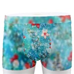 Snowy Winter Foliage, Adoxali, Christmas, Berry, Blue Men s Boxer Briefs