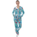 Snowy Winter Foliage, Adoxali, Christmas, Berry, Blue Women s Tracksuit