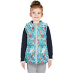 Snowy Winter Foliage, Adoxali, Christmas, Berry, Blue Kids  Hooded Puffer Vest