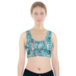 Snowy Winter Foliage, Adoxali, Christmas, Berry, Blue Sports Bra With Pocket