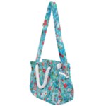 Snowy Winter Foliage, Adoxali, Christmas, Berry, Blue Rope Handles Shoulder Strap Bag