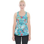 Snowy Winter Foliage, Adoxali, Christmas, Berry, Blue Piece Up Tank Top