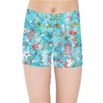 Snowy Winter Foliage, Adoxali, Christmas, Berry, Blue Kids  Sports Shorts