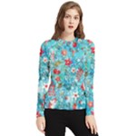 Snowy Winter Foliage, Adoxali, Christmas, Berry, Blue Women s Long Sleeve Rash Guard