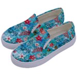 Snowy Winter Foliage, Adoxali, Christmas, Berry, Blue Kids  Canvas Slip Ons