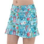 Snowy Winter Foliage, Adoxali, Christmas, Berry, Blue Classic Tennis Skirt