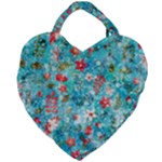 Snowy Winter Foliage, Adoxali, Christmas, Berry, Blue Giant Heart Shaped Tote