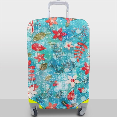 Snowy Winter Foliage, Adoxali, Christmas, Berry, Blue Luggage Cover (Large) from ArtsNow.com