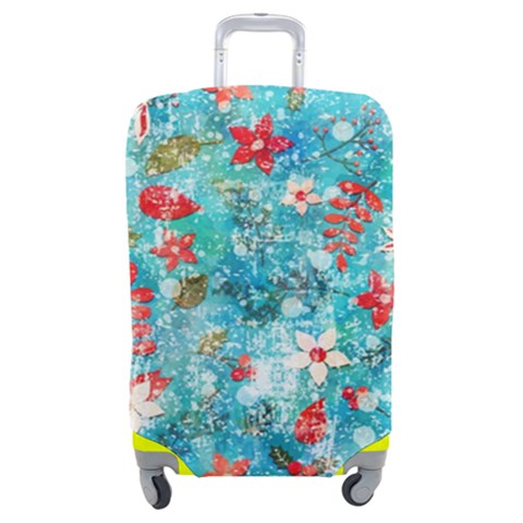 Snowy Winter Foliage, Adoxali, Christmas, Berry, Blue Luggage Cover (Medium) from ArtsNow.com