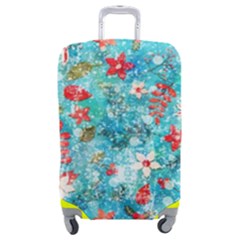 Snowy Winter Foliage, Adoxali, Christmas, Berry, Blue Luggage Cover (Medium) from ArtsNow.com