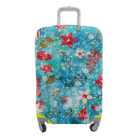 Snowy Winter Foliage, Adoxali, Christmas, Berry, Blue Luggage Cover (Small) from ArtsNow.com