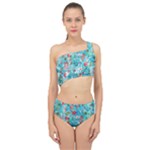 Snowy Winter Foliage, Adoxali, Christmas, Berry, Blue Spliced Up Two Piece Swimsuit