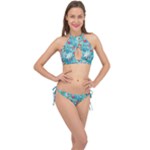 Snowy Winter Foliage, Adoxali, Christmas, Berry, Blue Cross Front Halter Bikini Set