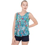 Snowy Winter Foliage, Adoxali, Christmas, Berry, Blue Bubble Hem Chiffon Tank Top