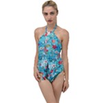 Snowy Winter Foliage, Adoxali, Christmas, Berry, Blue Go with the Flow One Piece Swimsuit