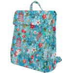 Snowy Winter Foliage, Adoxali, Christmas, Berry, Blue Flap Top Backpack