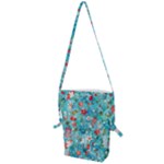 Snowy Winter Foliage, Adoxali, Christmas, Berry, Blue Folding Shoulder Bag