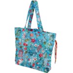 Snowy Winter Foliage, Adoxali, Christmas, Berry, Blue Drawstring Tote Bag