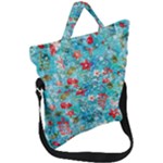 Snowy Winter Foliage, Adoxali, Christmas, Berry, Blue Fold Over Handle Tote Bag