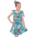 Snowy Winter Foliage, Adoxali, Christmas, Berry, Blue Kids  Tie Up Tunic Dress