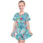 Snowy Winter Foliage, Adoxali, Christmas, Berry, Blue Kids  Smock Dress