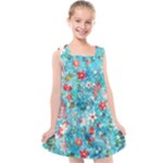 Snowy Winter Foliage, Adoxali, Christmas, Berry, Blue Kids  Cross Back Dress