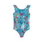 Snowy Winter Foliage, Adoxali, Christmas, Berry, Blue Kids  Frill Swimsuit