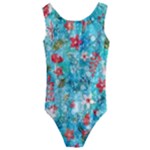 Snowy Winter Foliage, Adoxali, Christmas, Berry, Blue Kids  Cut-Out Back One Piece Swimsuit